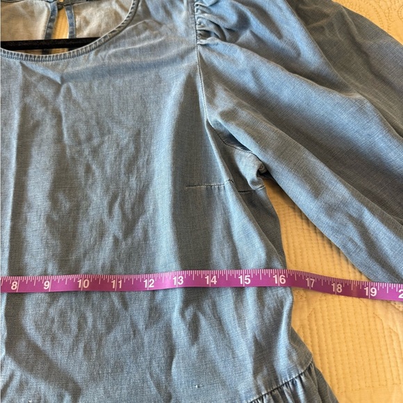 EXPRESS blue chambray boho mini dress women's M - Picture 5 of 8